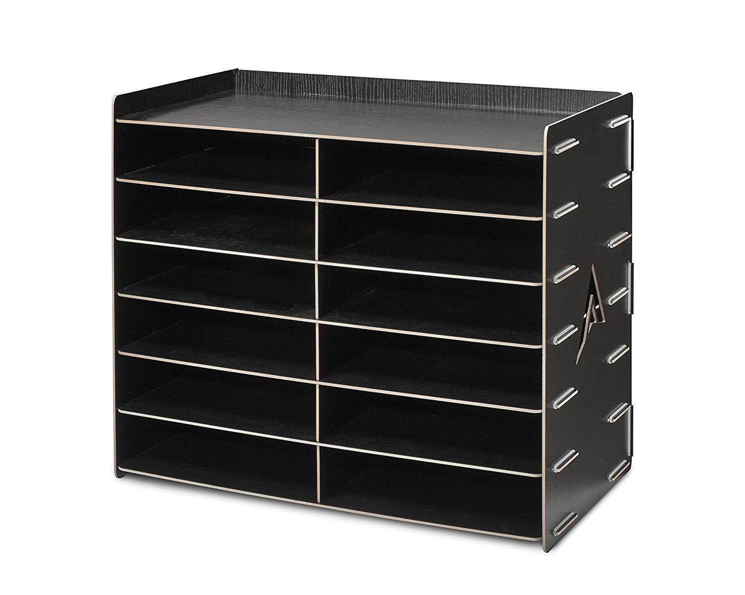 AdirOffice Wood Literature Organizer Sorter - Heavy Duty File Storage - Ideal for Home, Office & School Use (12 Compartment, Black)