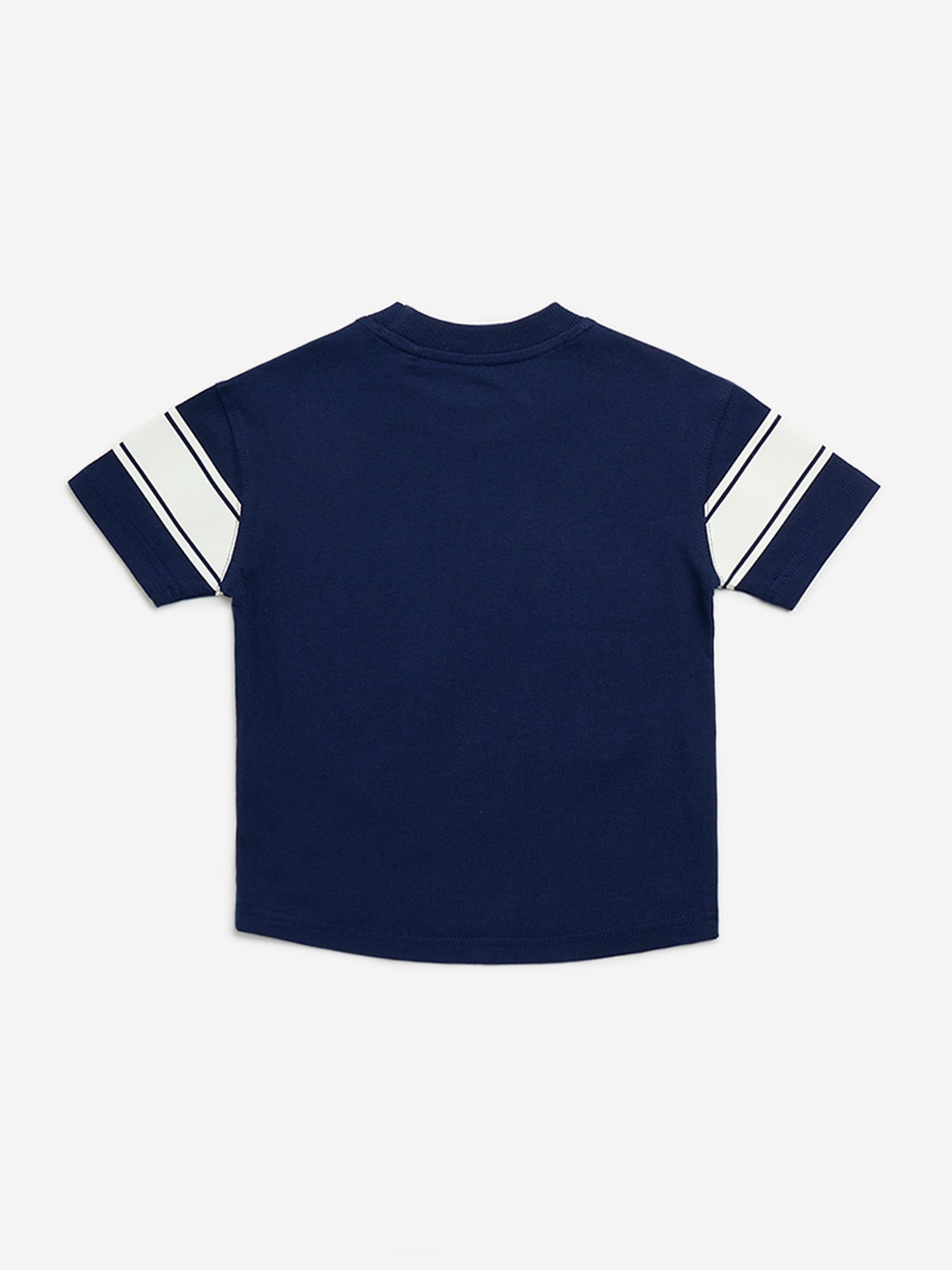 HOP Kids by Westside Navy Text Printed Cotton T-Shirt