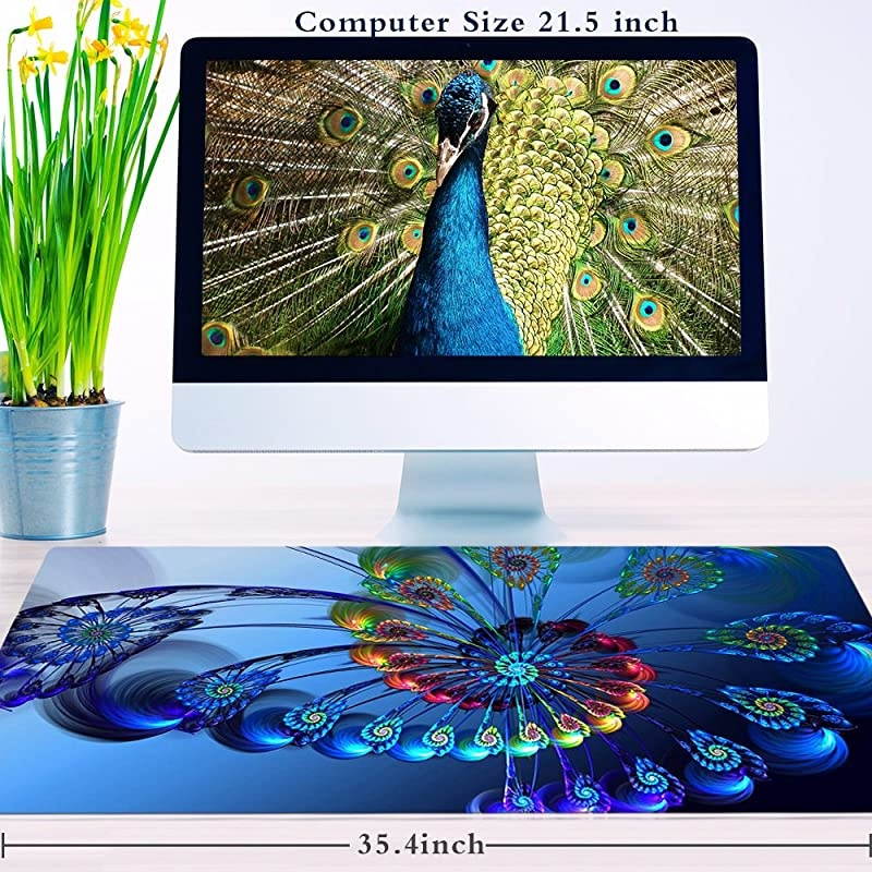 Large Gaming Mouse Pad XXL Extended Mat Desk Pad Mousepad Long Non-Slip Rubber Mice Pads Stitched Edges 35.4&rdquo;x15.7&rdquo; (015kongque)