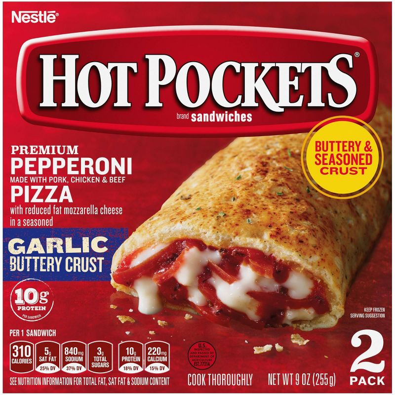 Hot Pockets Garlic Buttery Crust Pepperoni Pizza Sandwiches - 9oz/2ct