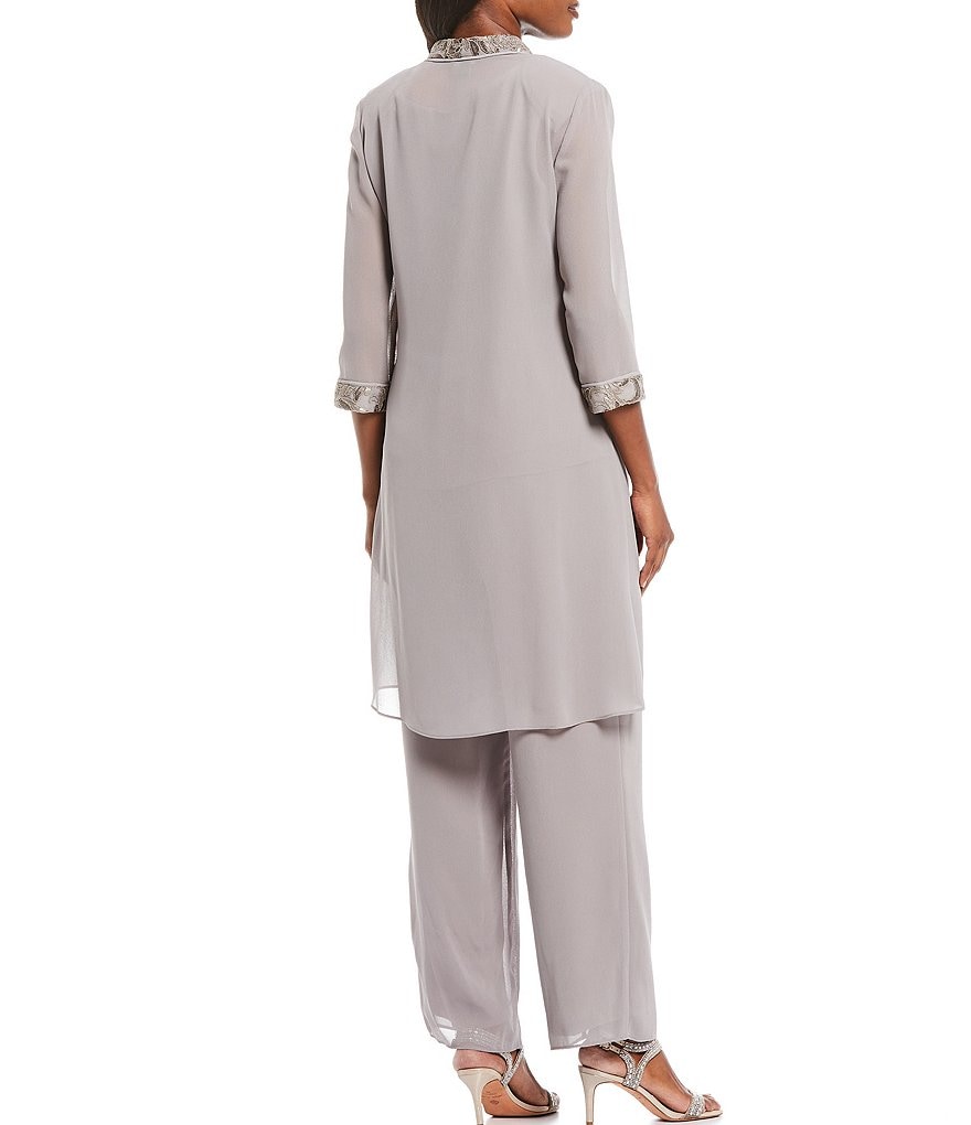 Le Bos 3-Piece Embroidered Sequin Trim Pant Set