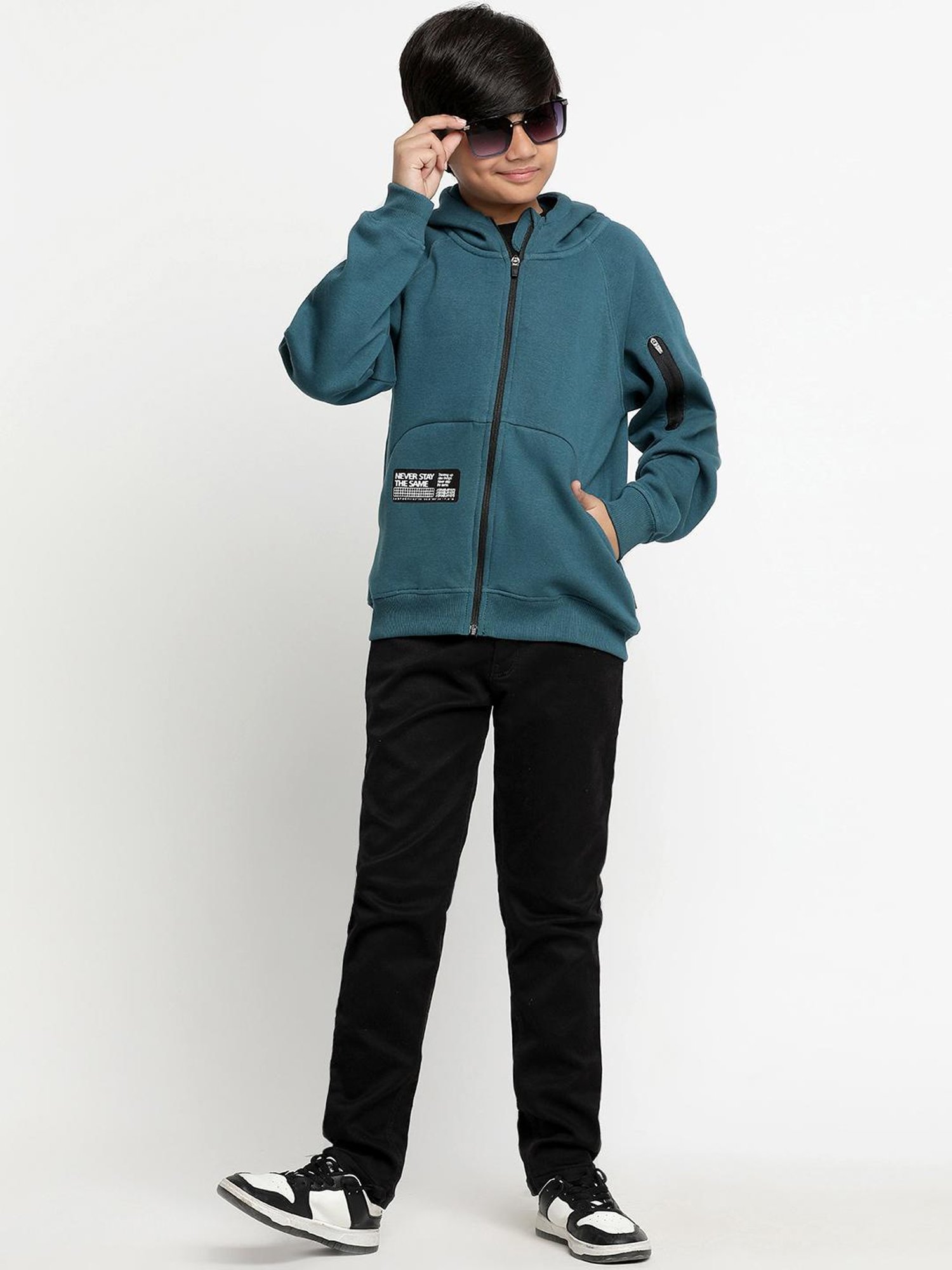Lil Tomatoes Kids Teal Solid Full Sleeves Sweatshirt