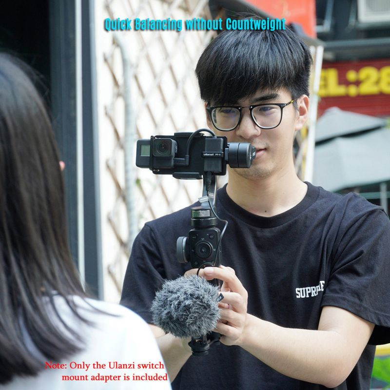 Ulanzi PT-6 Switch Mount Plate Vlog Plate with Mic Adapter for GoPro Hero 7 6 5 for DJI Moza Mini S Zhiyun Smooth 4 Vimble 2 Phone Gimbals