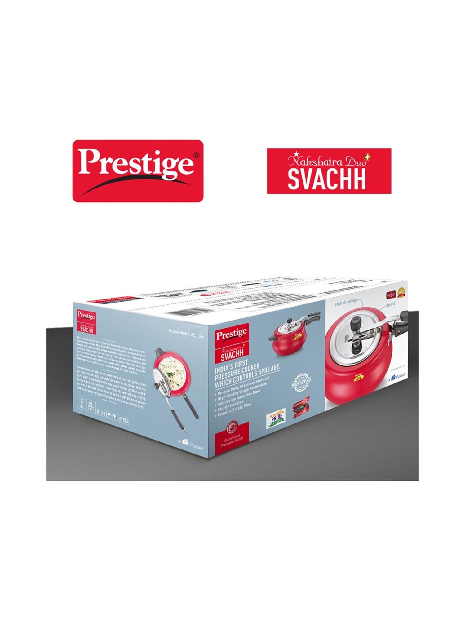 Prestige Nakshatra Duo Plus Svachh Red Pressure Cooker (2 L) - Set of 1