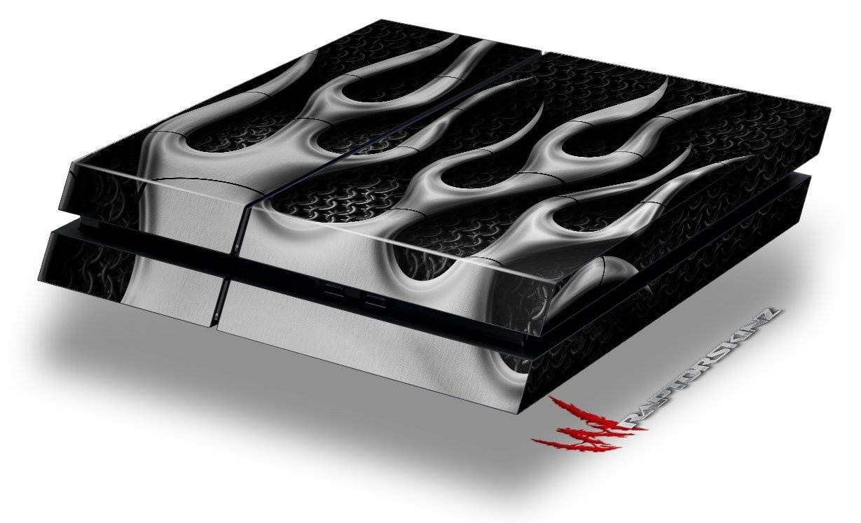 Metal Flames Chrome - Decal Style Skin fits original PS4 Gaming Console