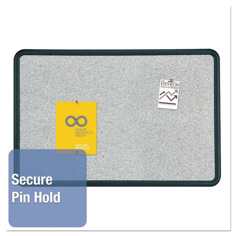 Quartet Contour Granite Gray Tack Board 36 x 24 Black Frame 699370