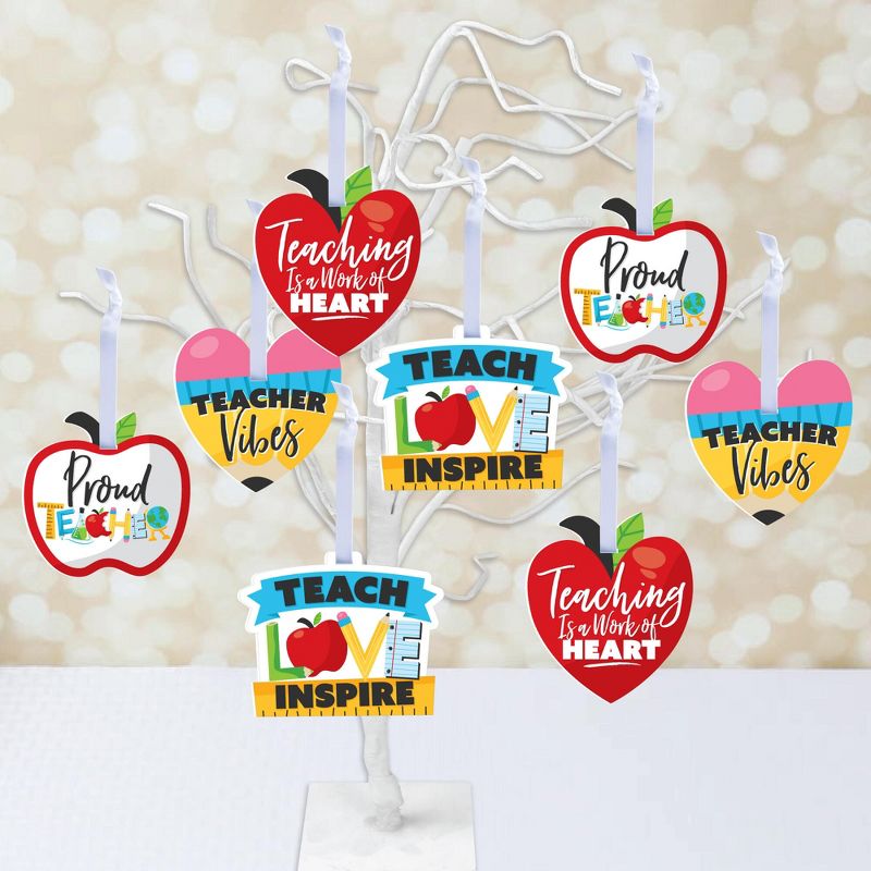 Big Dot of Happiness Teacher Retirement - Happy Retirement Decorations - Tree Ornaments - Set of 12