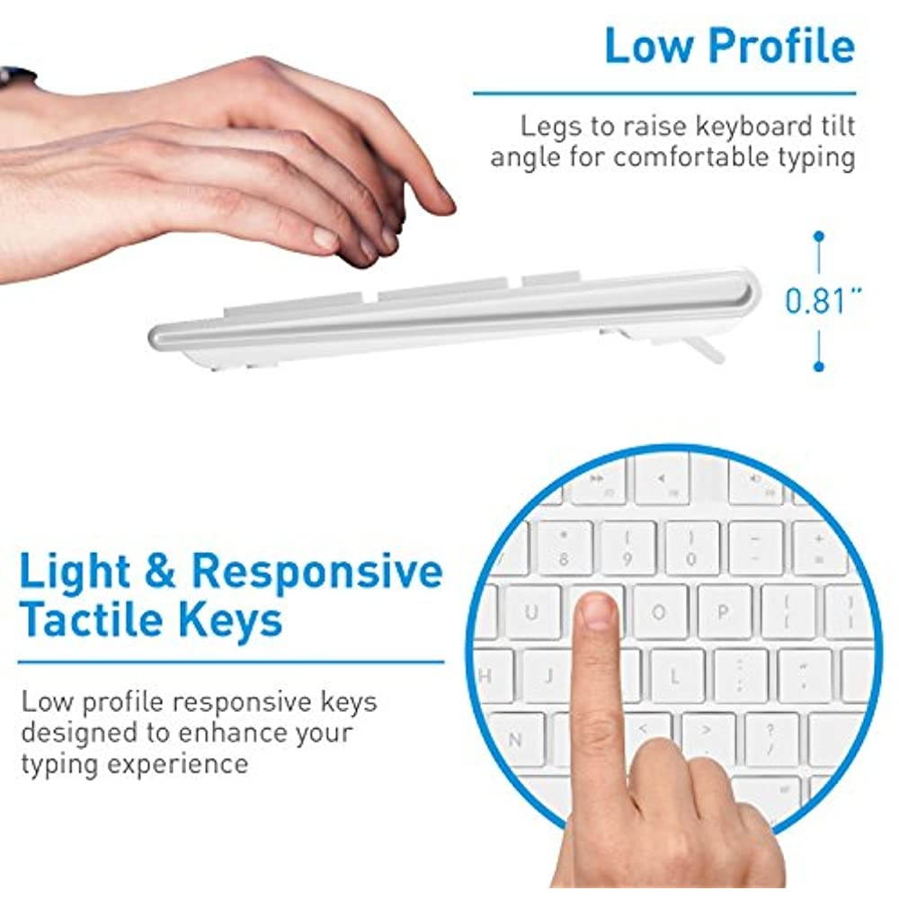 Macally Full Size  (MKEYE) for Mac and PC (White) w/Shortcu... USB Wired Keyboard