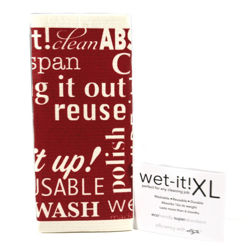 Swedish Dish Cloth 11.75" Word Art Red Xl Absorbent Cleaning Cloth Eco Friendly  -  Dish Cloth