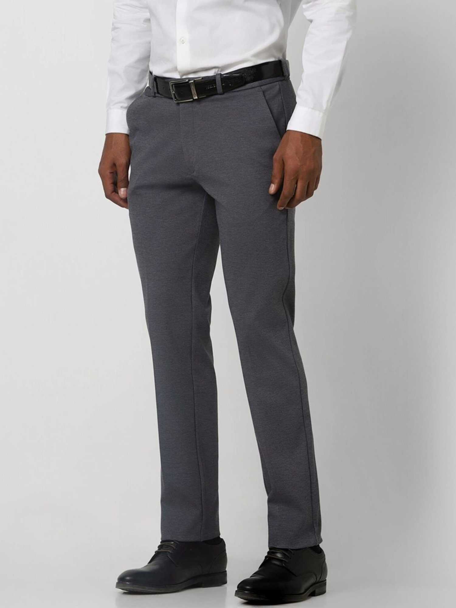 Peter England Grey Slim Fit Trousers