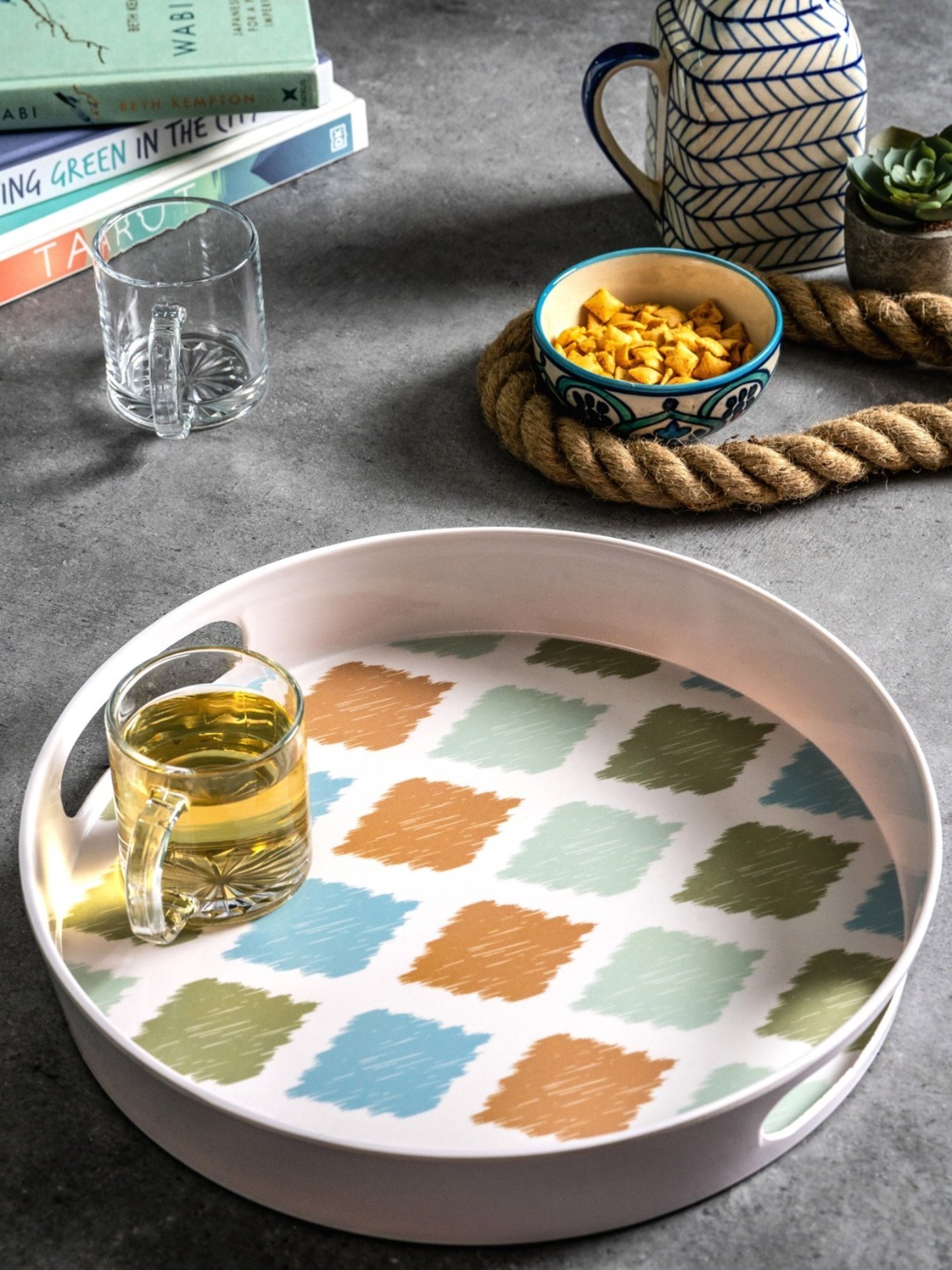 Goodhomes Multicolor Melamine Round Serving Tray