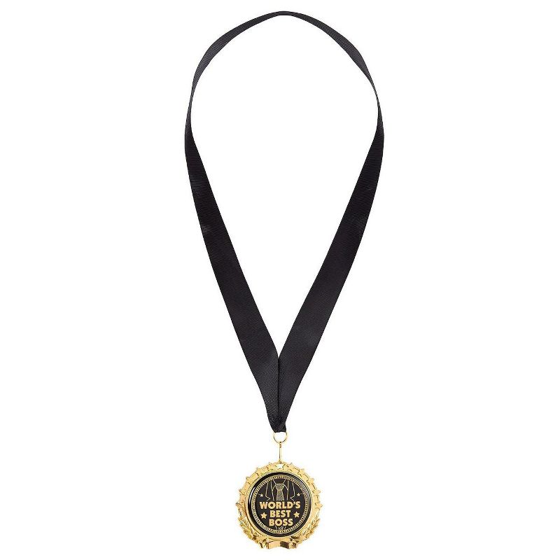 Juvale Gold Medal for Boss - World'S Best Boss with Ribbon - Company Event and Boss' Birthday Novelty Gift