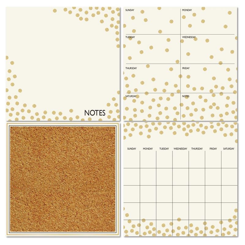 Wall Pops!  Cork and White Board Calendar Set 4ct - Gold Dots