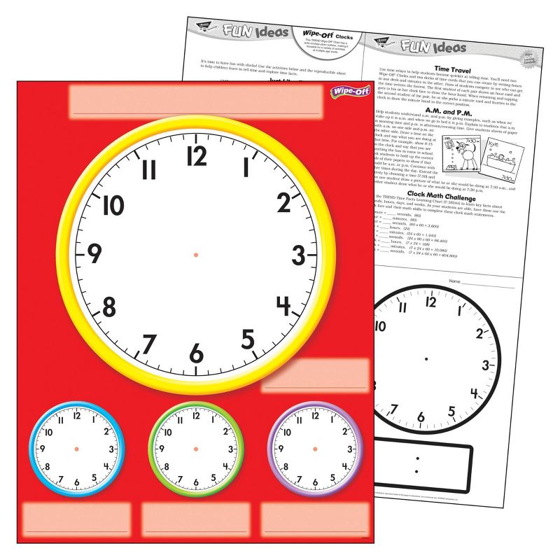 6pk 17" x 22" Clocks Wipe-Off Chart - TREND