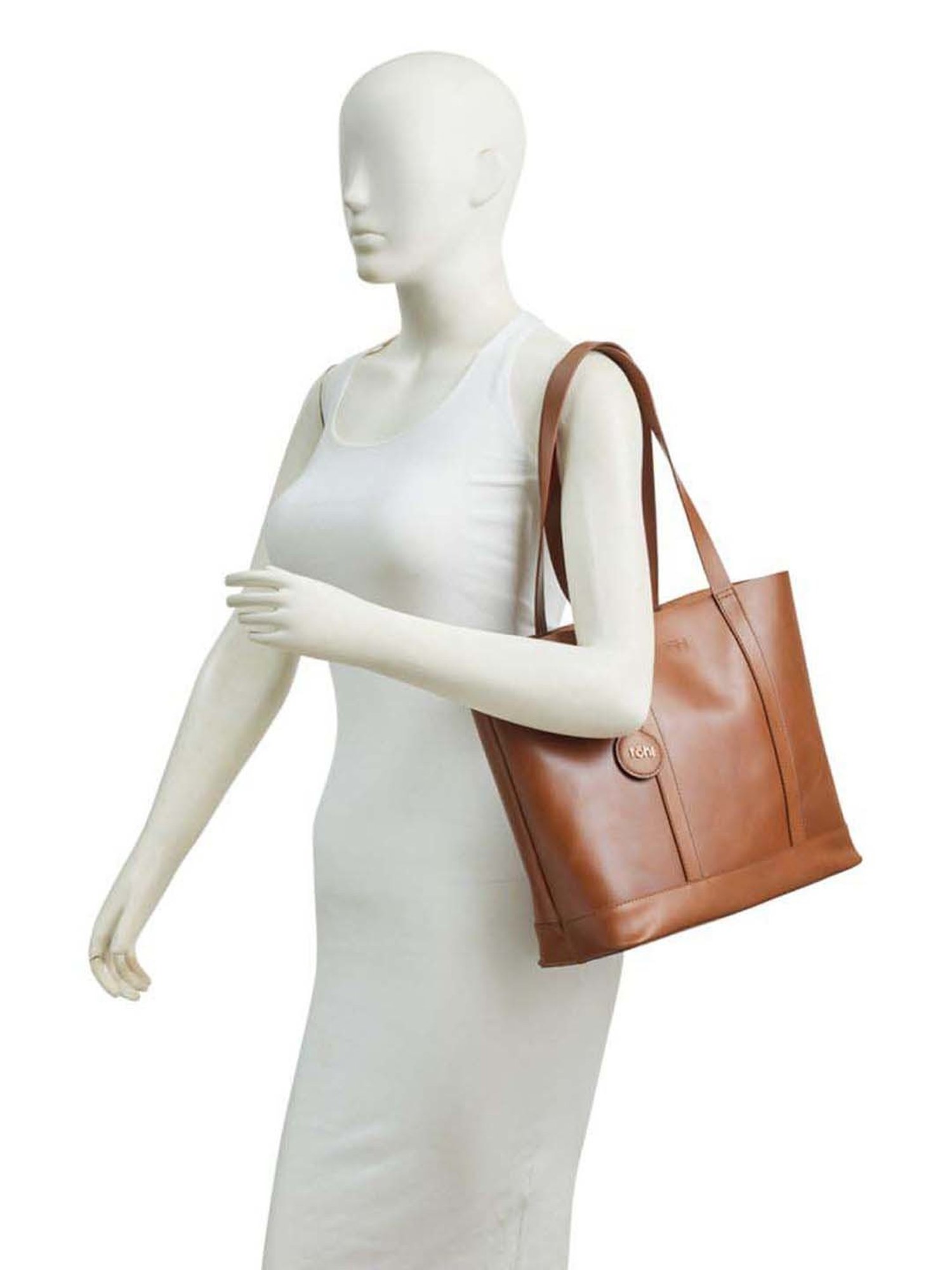 Tohl Down to Earth Tan Solid Medium Tote Handbag with pouch