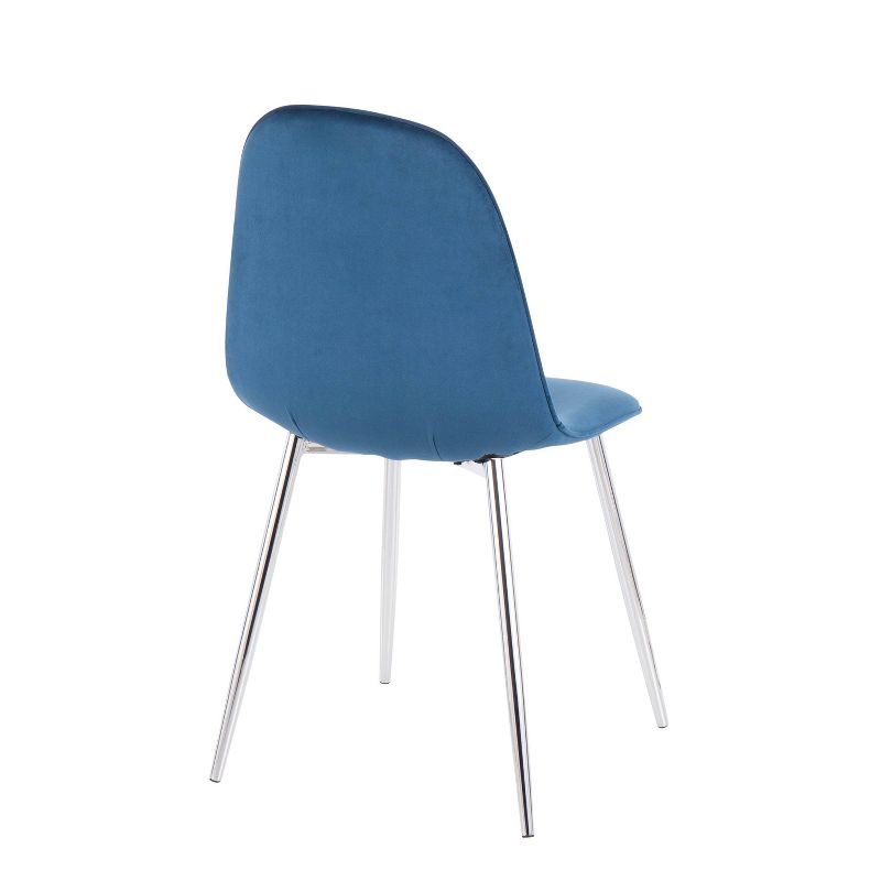 Set of 2 Pebble Contemporary Dining Chairs Chrome/Blue - LumiSource