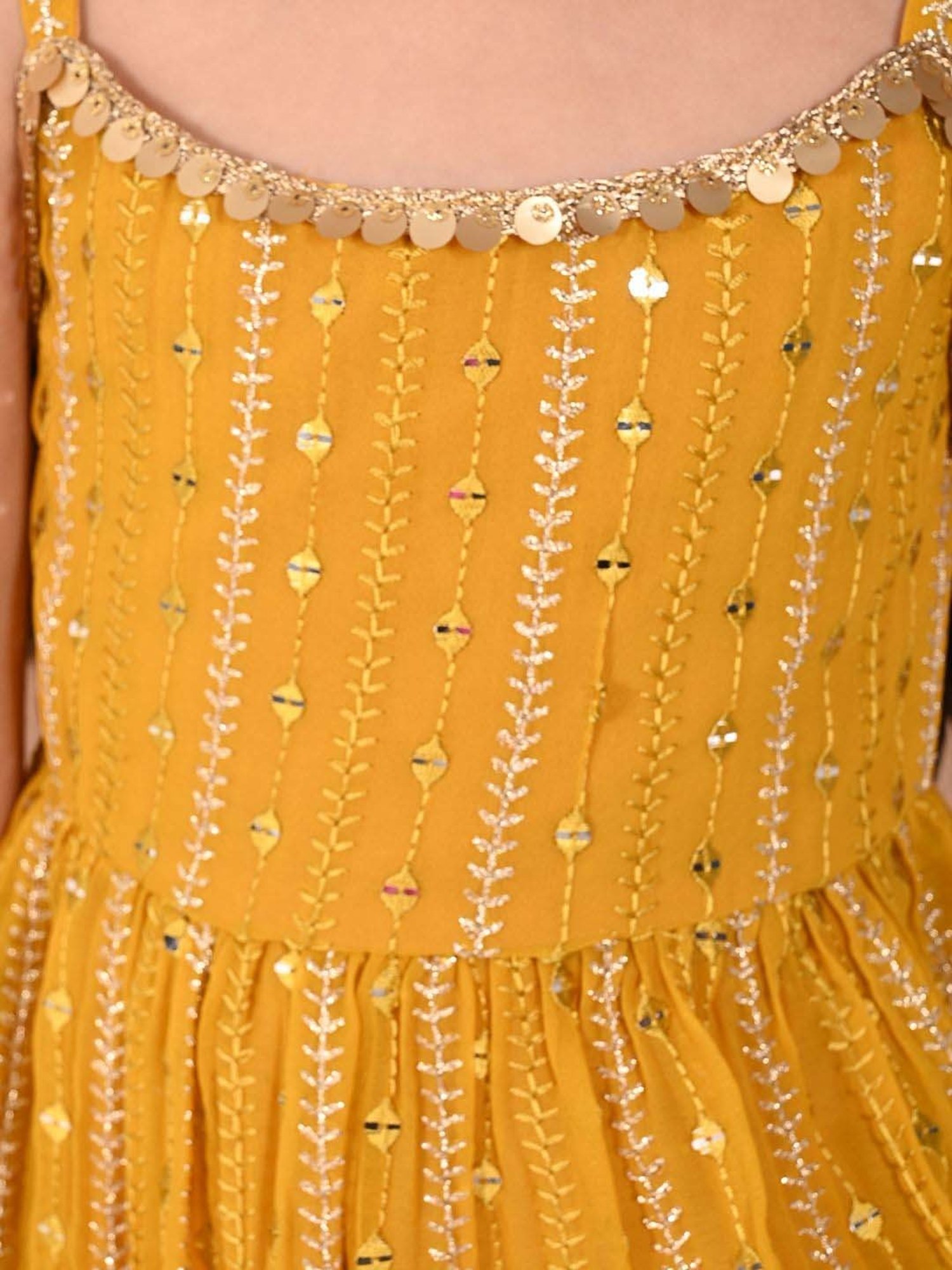 LilPicks Kids Yellow Sequence Kurta Set