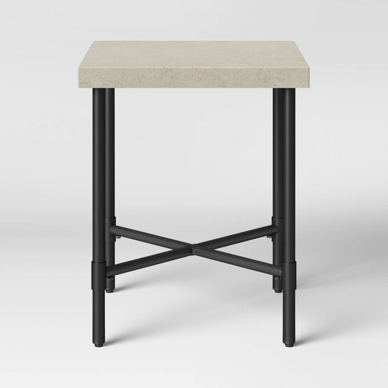 Faux Stone & Metal Patio Accent Table - Threshold™