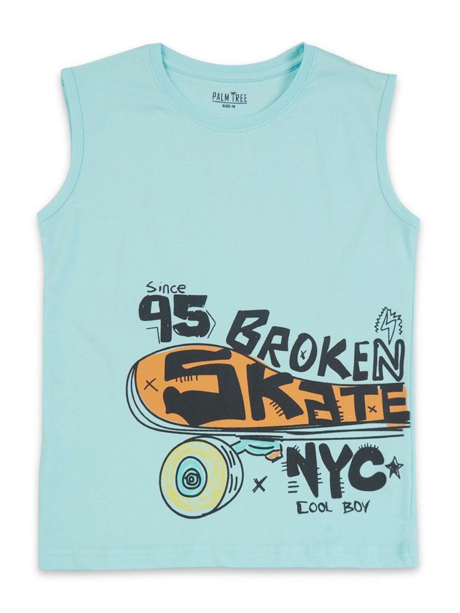 Palm Tree Kids Blue Cotton Printed Vest