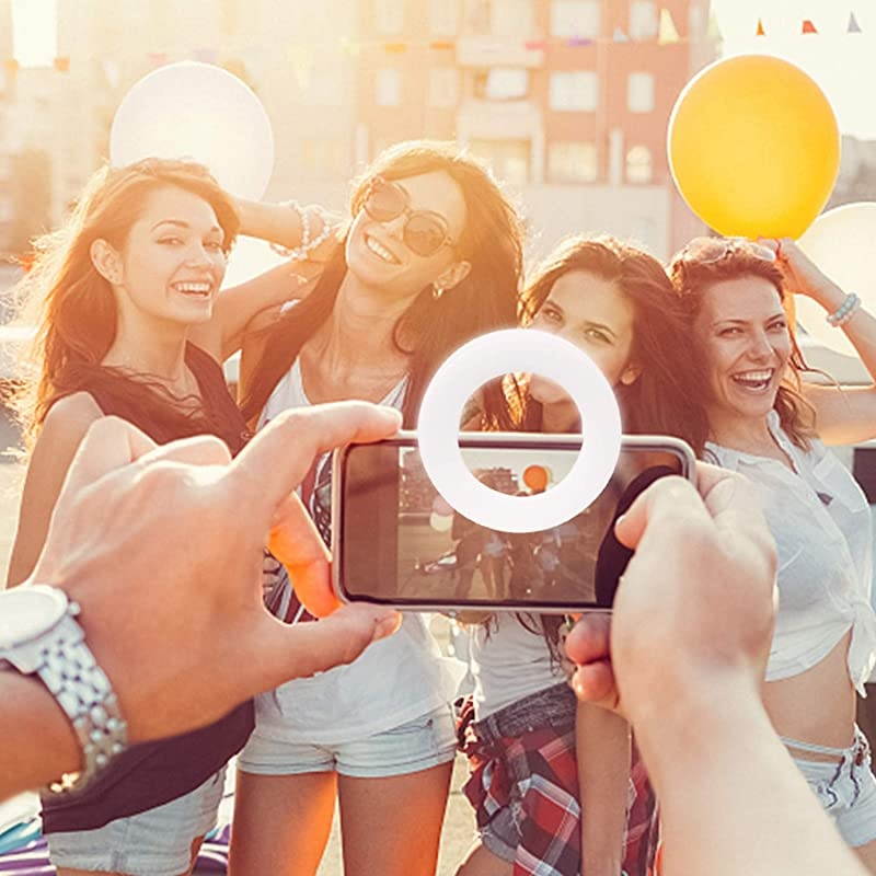 Selfie Ring Light,  Rechargeable Portable Clip on 40 LED Circle Light with 3 Light Modes for iPhone/Android Smart Phone Photography, Camera Video Recording, Vlog