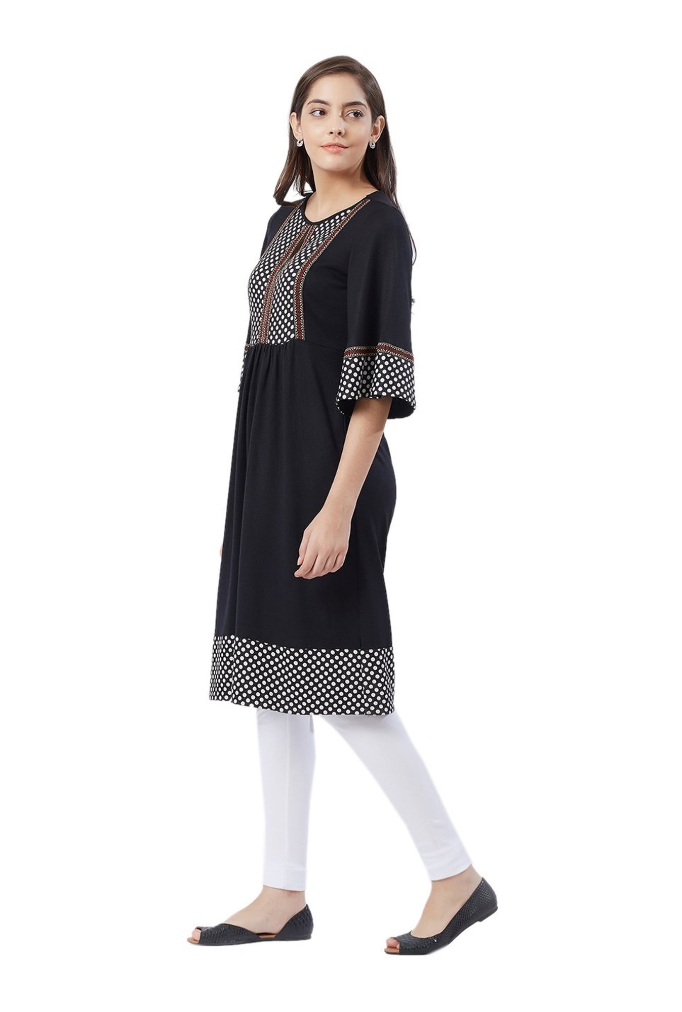 Fusion Beats Black Printed Kurta