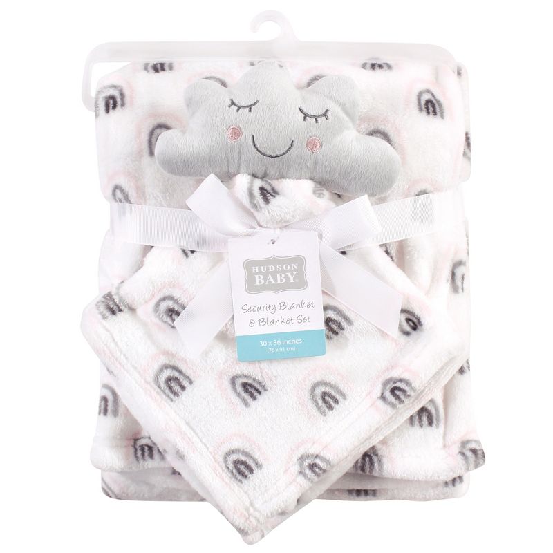 Hudson Baby Infant Boy Plush Blanket with Security Blanket, Boy Gray Fox, One Size