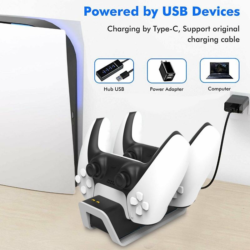 For  PS5 Controller DualSense LED Charging Dock Ston Fast Charger Stand