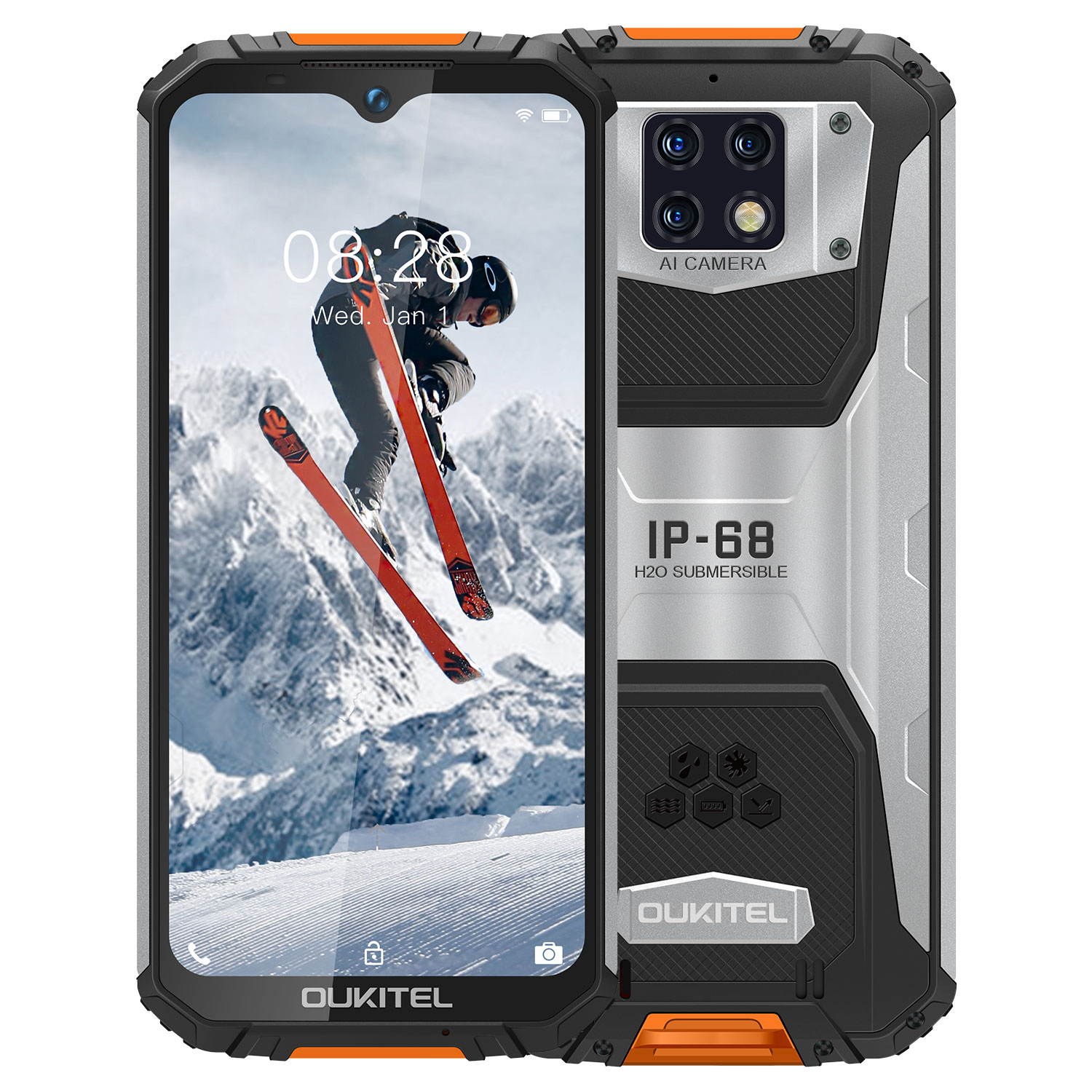 Rugged Mobile Phone (2020) OUKITEL WP6, with 10000 mAh Battery (18 W Fast Charge), 48 MP Quad Camera, Helio P70 6GB + 128GB, 6.3 Inch FHD + Gorilla Glass