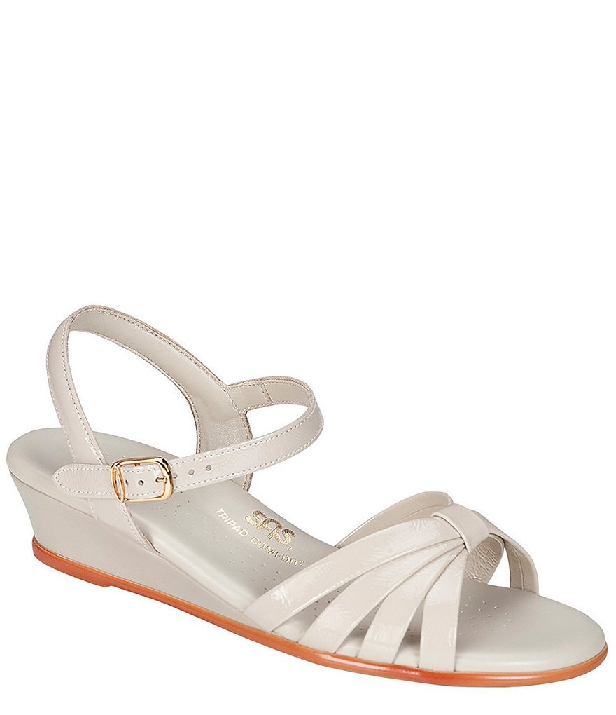 SAS Strippy Patent Wedge Sandals