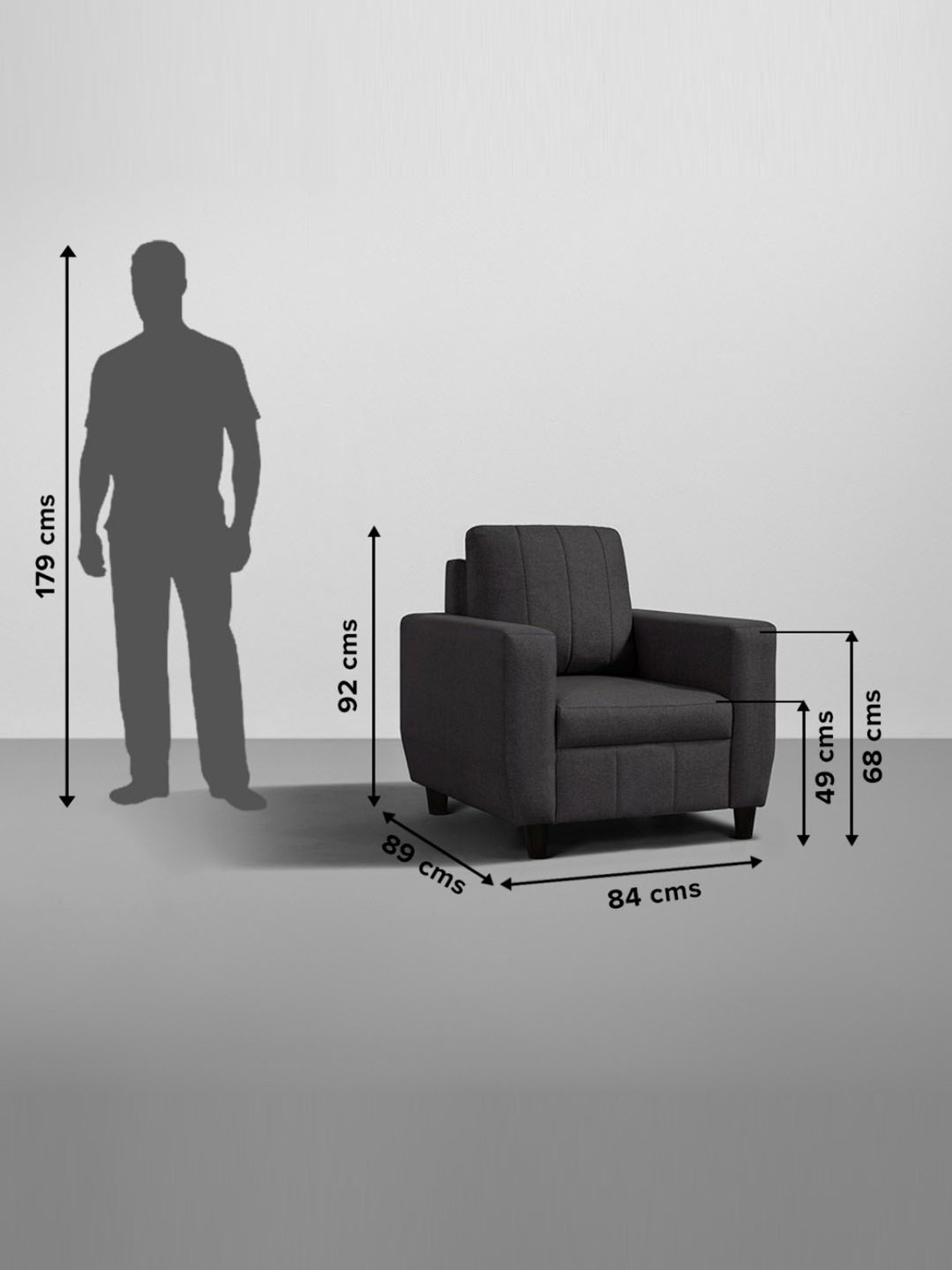 Sleepyhead Bae Woody Brown Fabric 1 Seater Sofa