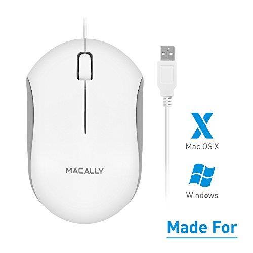 Macally QMOUSE USB Wired 3 Button 1200dpi Optical Mouse - White