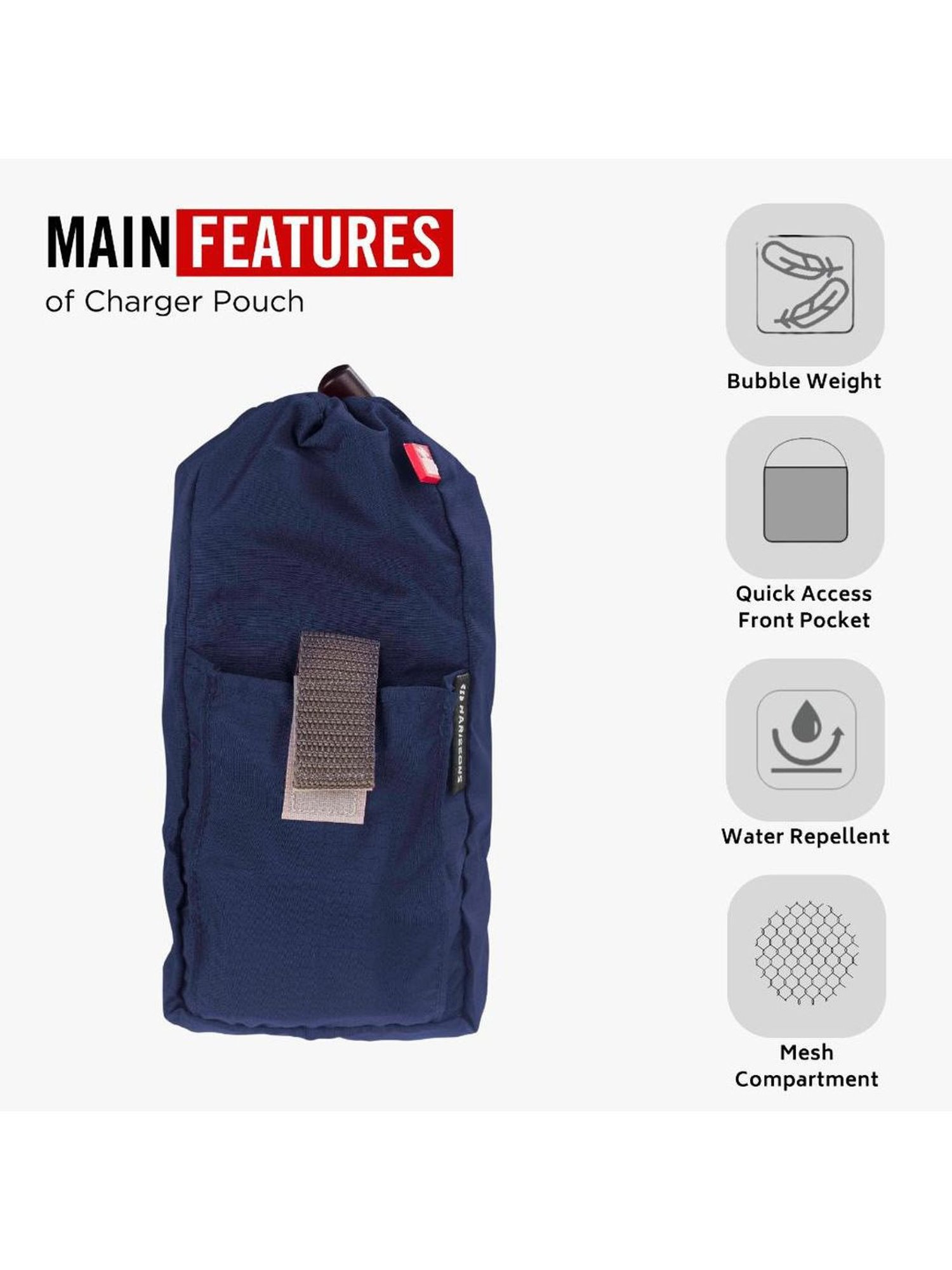 Harissons Navy Blue Polyester Solid Pouch