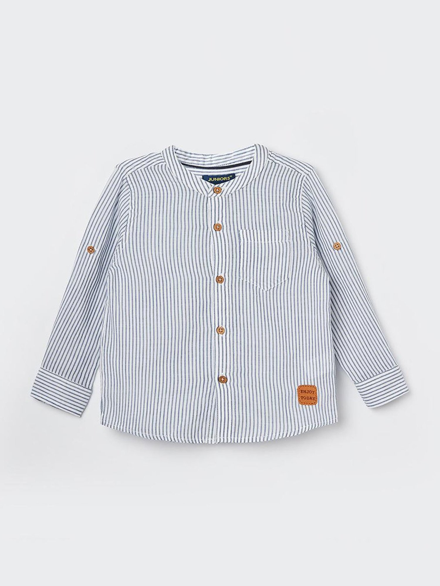 Lifestyle Blue Mandarin Full Sleeve Yarn Dyed Cotton Shirt