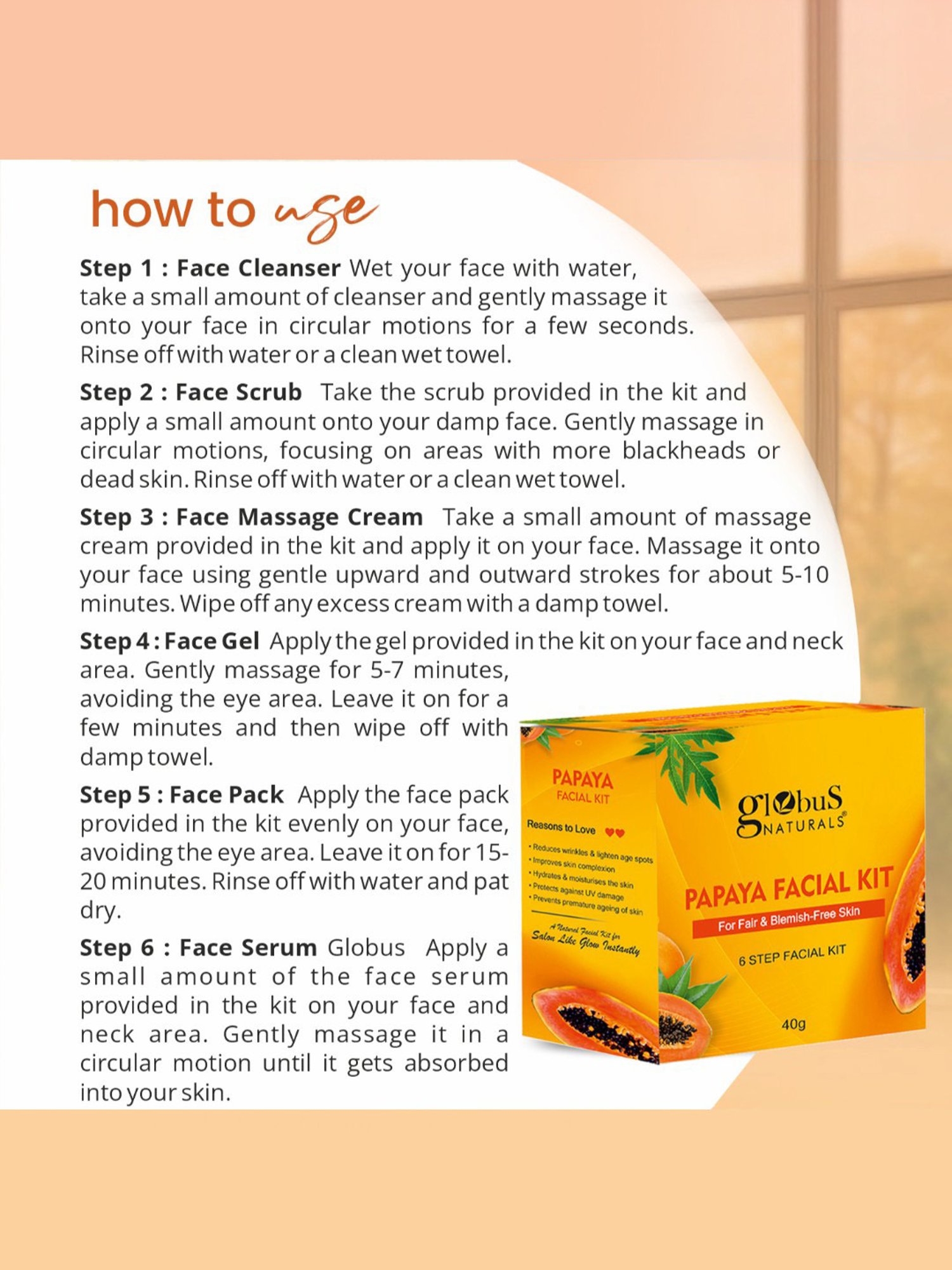 Globus Naturals Papaya Facial Kit - Pack of 5