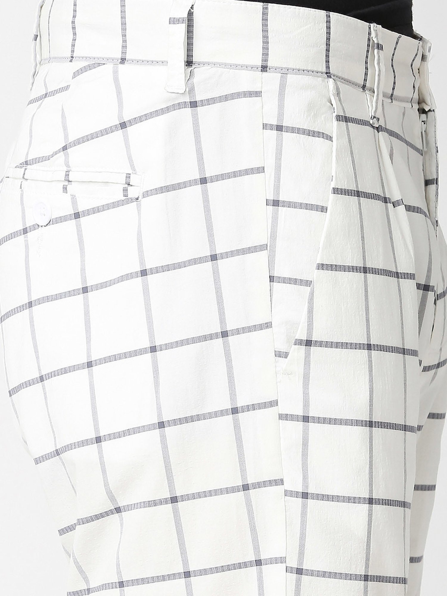 Thomas Scott White Slim Fit Check Shorts