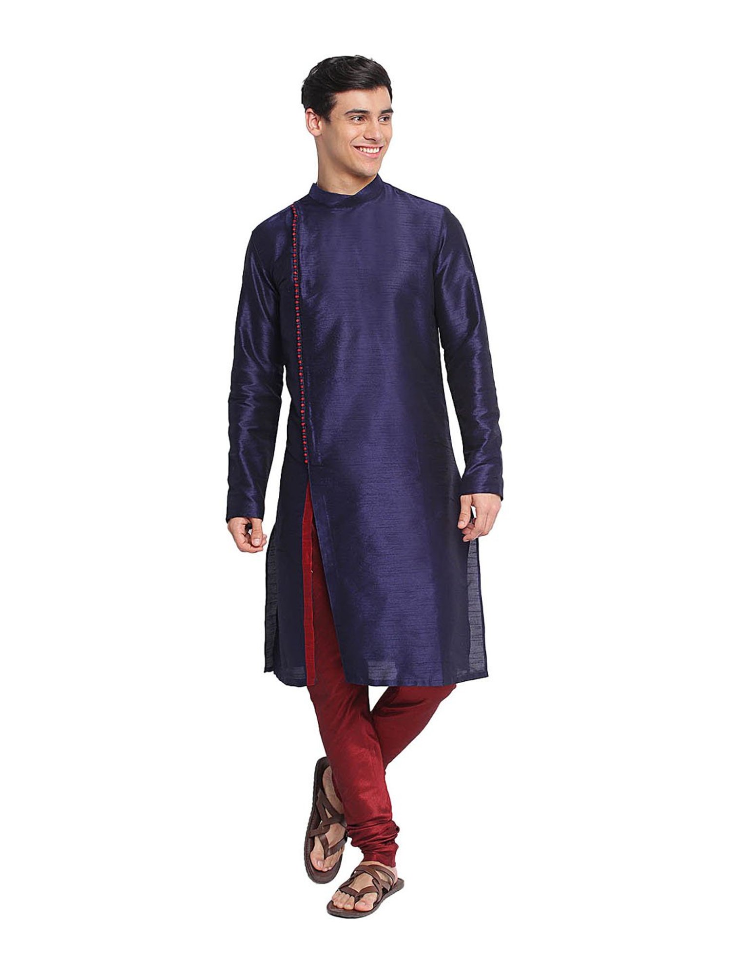 Sanwara Deep Blue & Maroon Regular Fit Kurta with Churidar
