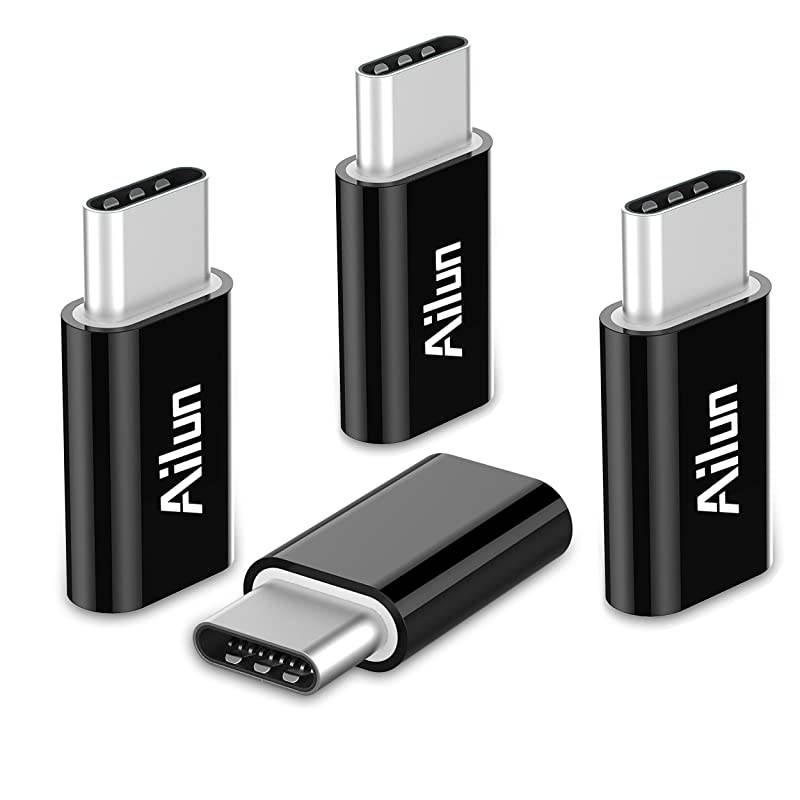 Type C Adapter Micro USB to USB C Adapter 4 Pack Data Sync Charging Compatible MacBook ChromeBook Pixel Galaxy S10 S9 S8 Plus Note 10 and More Type C Cable Supported Devices Black
