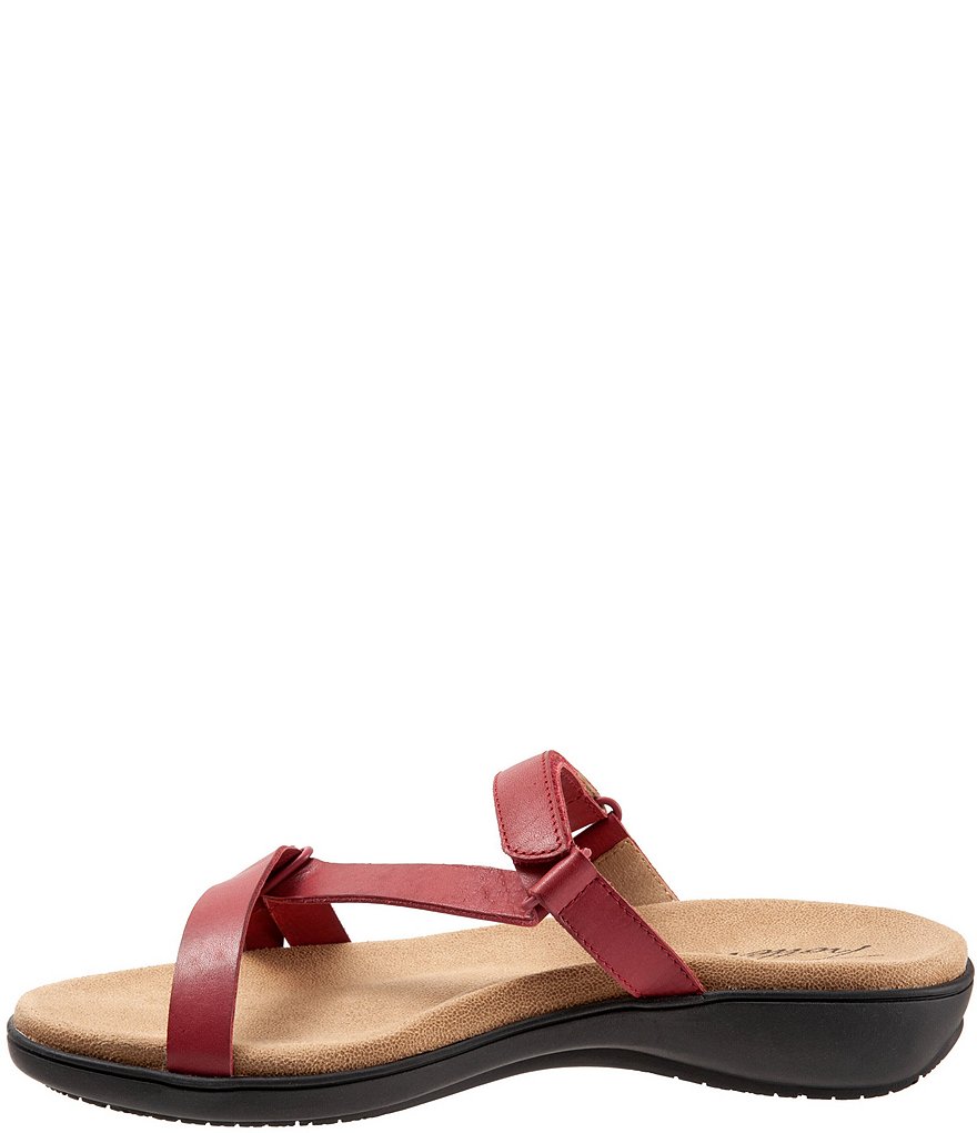 Trotters Raja Leather Adjustable Hook and Loop Slide Footbed Sandals