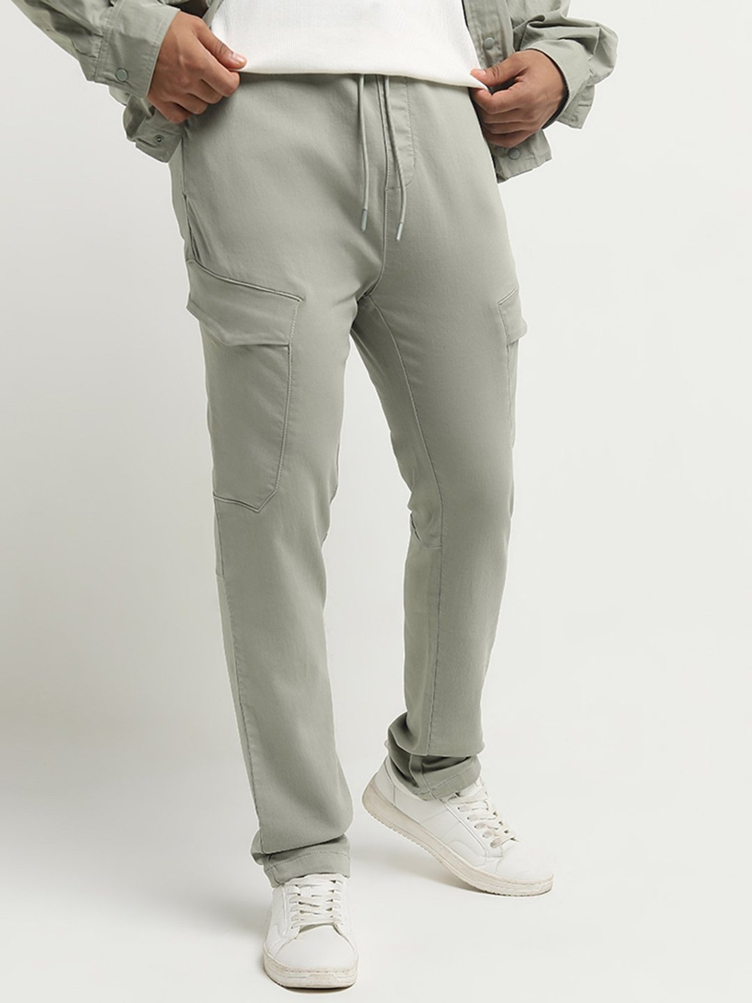 Nuon by Westside Sage Cargo-Style Relaxed-Fit Mid-Rise Trousers