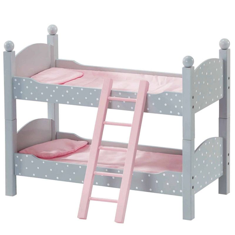 Olivia's Little World - 18" Doll Furniture - Double Bunk Bed (Gray Polka Dots)