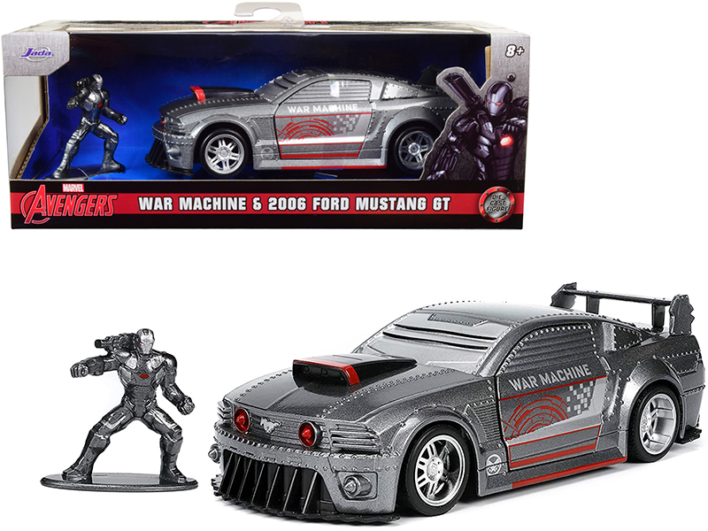 1967 Ford Mustang Shelby GT-500 Red Metallic and Gray Metallic with Star-Lord Diecast Figurine "Guardians of the Galaxy" "Marvel" Series 1/24 Diecast Model Car by Jada