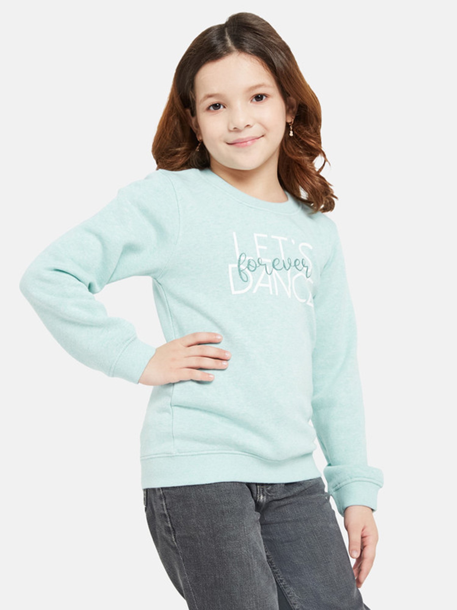 METTLE Kids Aqua Blue Printed Full Sleeves Sweatshirt