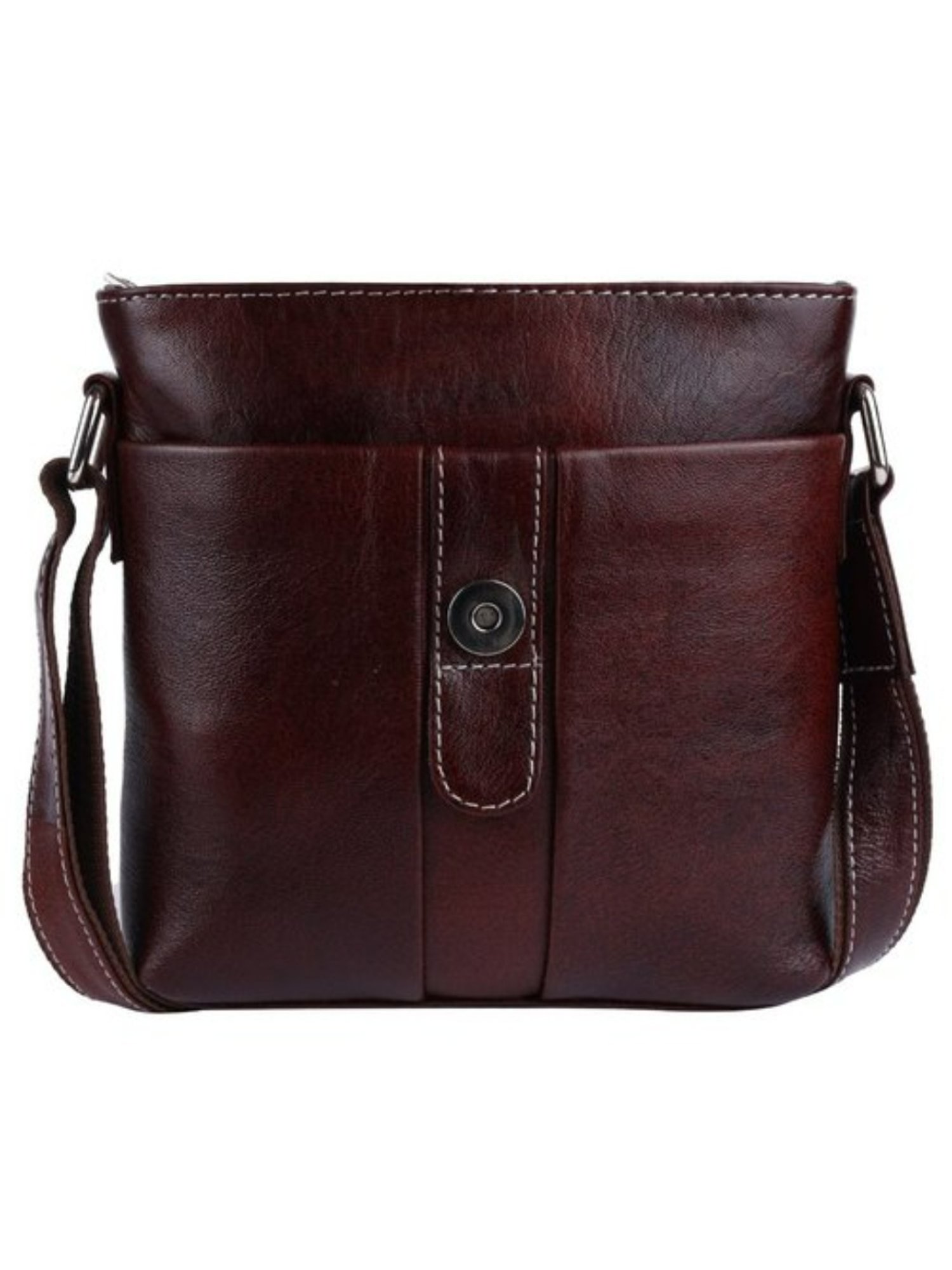 HiLEDER Brown Textured Medium Leather 8 inch Cross Body Bag