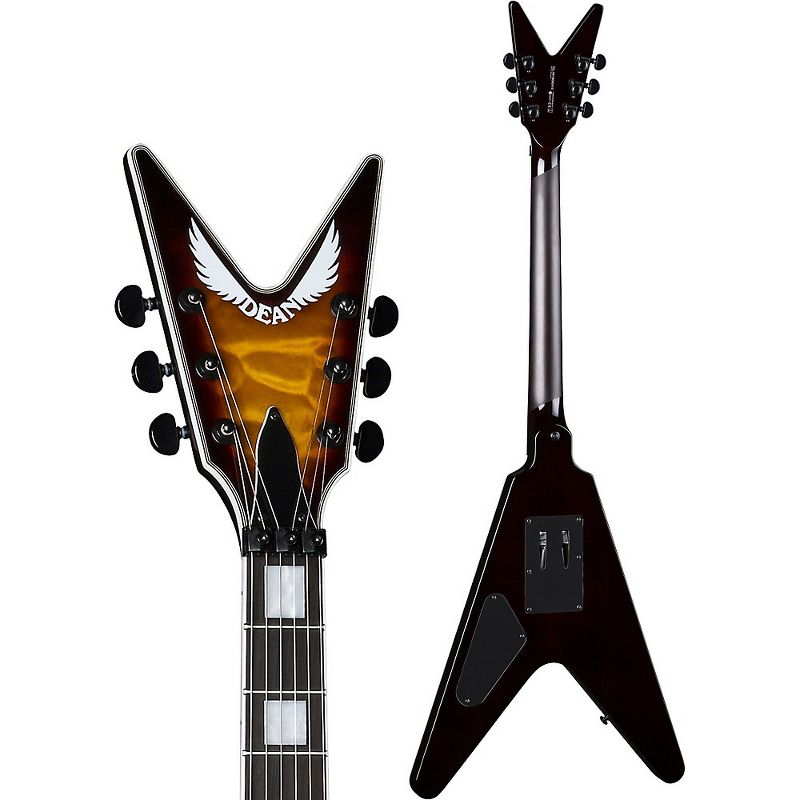 Dean V Select with Floyd Quilt Top Electric Guitar Quilt Trans Brazilia