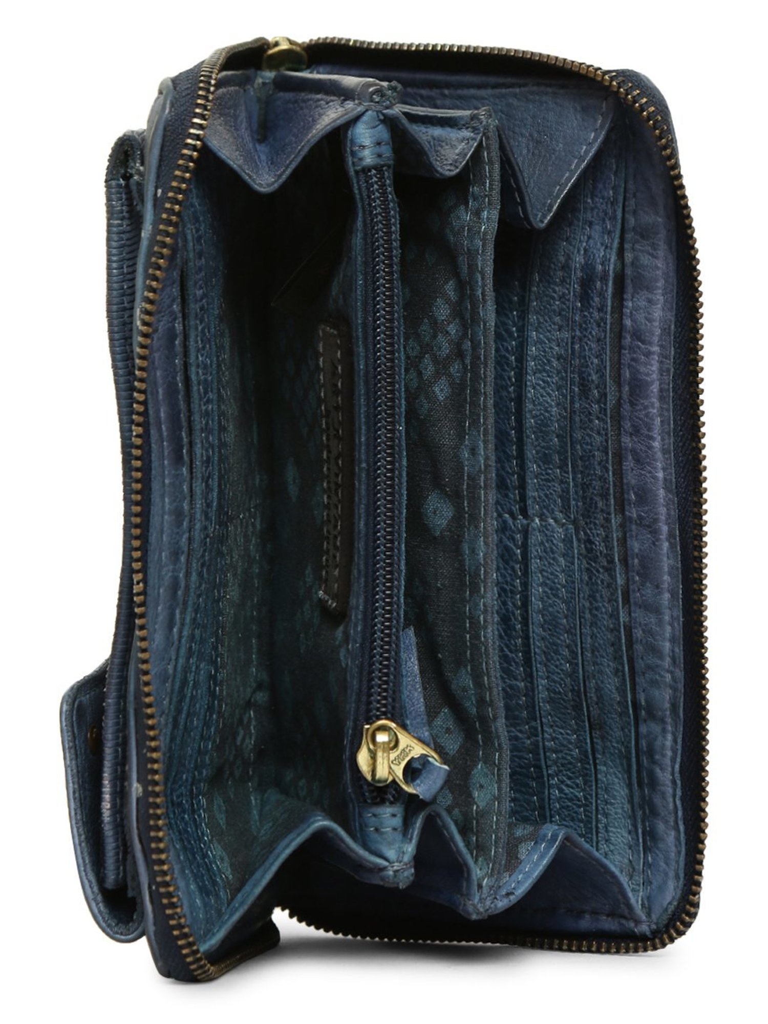 Art N Vintage Silvia Blue Leather Textured  Zip Around Wallet for Women