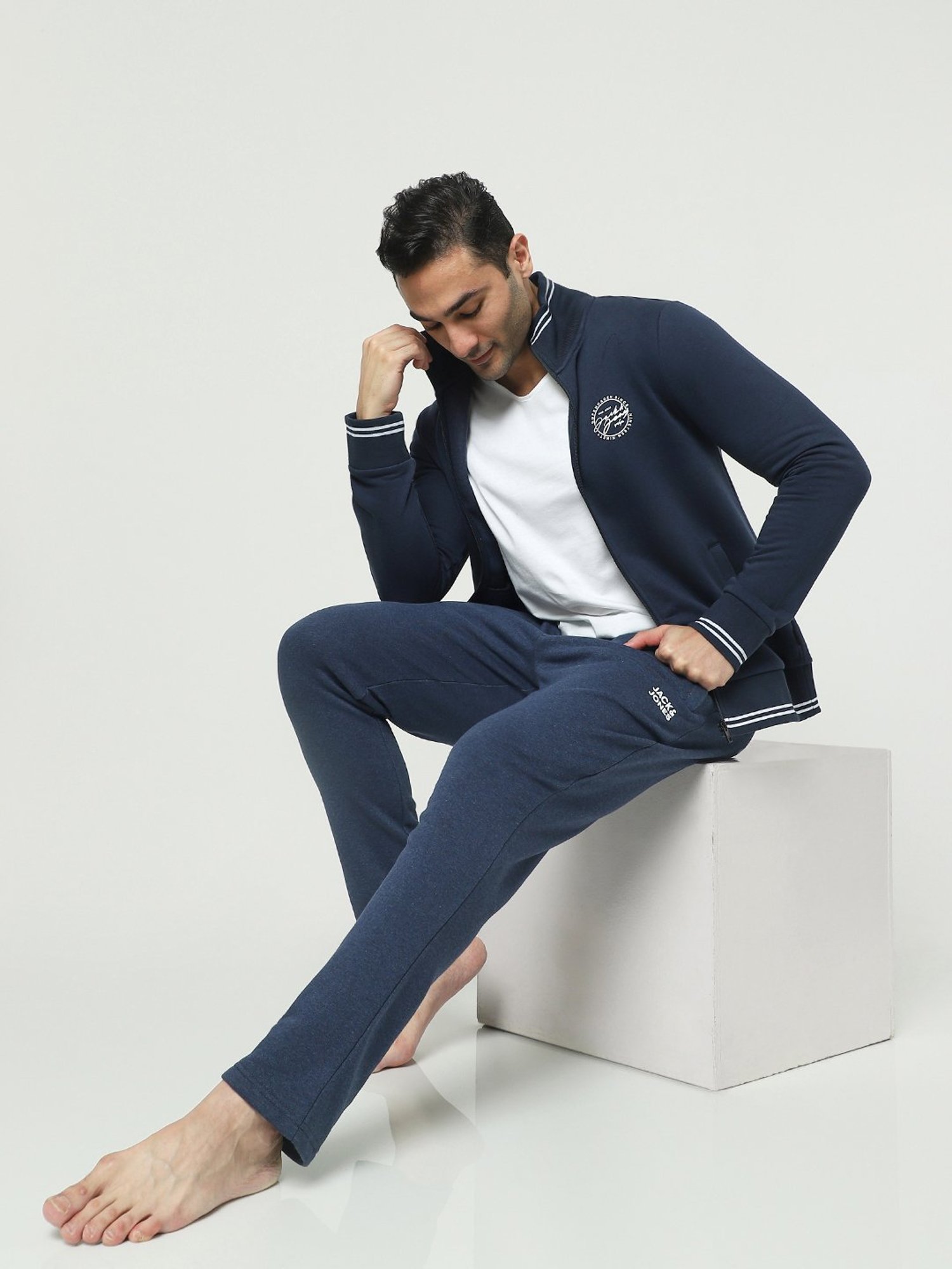 Jack & Jones Navy Regular Fit Cotton Lounge Pants