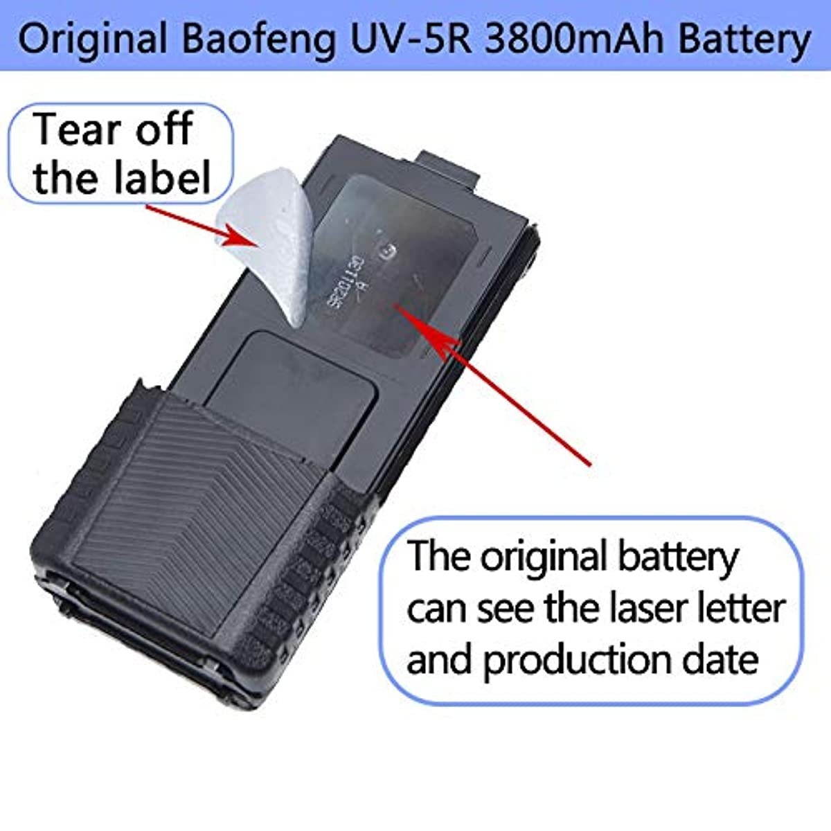 Baofeng BL-5 3800mAh Extended Battery for Baofeng Walkie Talkie UV-5R BF-8HP UV-5RX3 RD-5R UV-5RTP UV-5R MK2 MK3X MK5 Plus UV-5RE Series Two Way Radio (1Pack 3800mAh Battery+ Car Charger)
