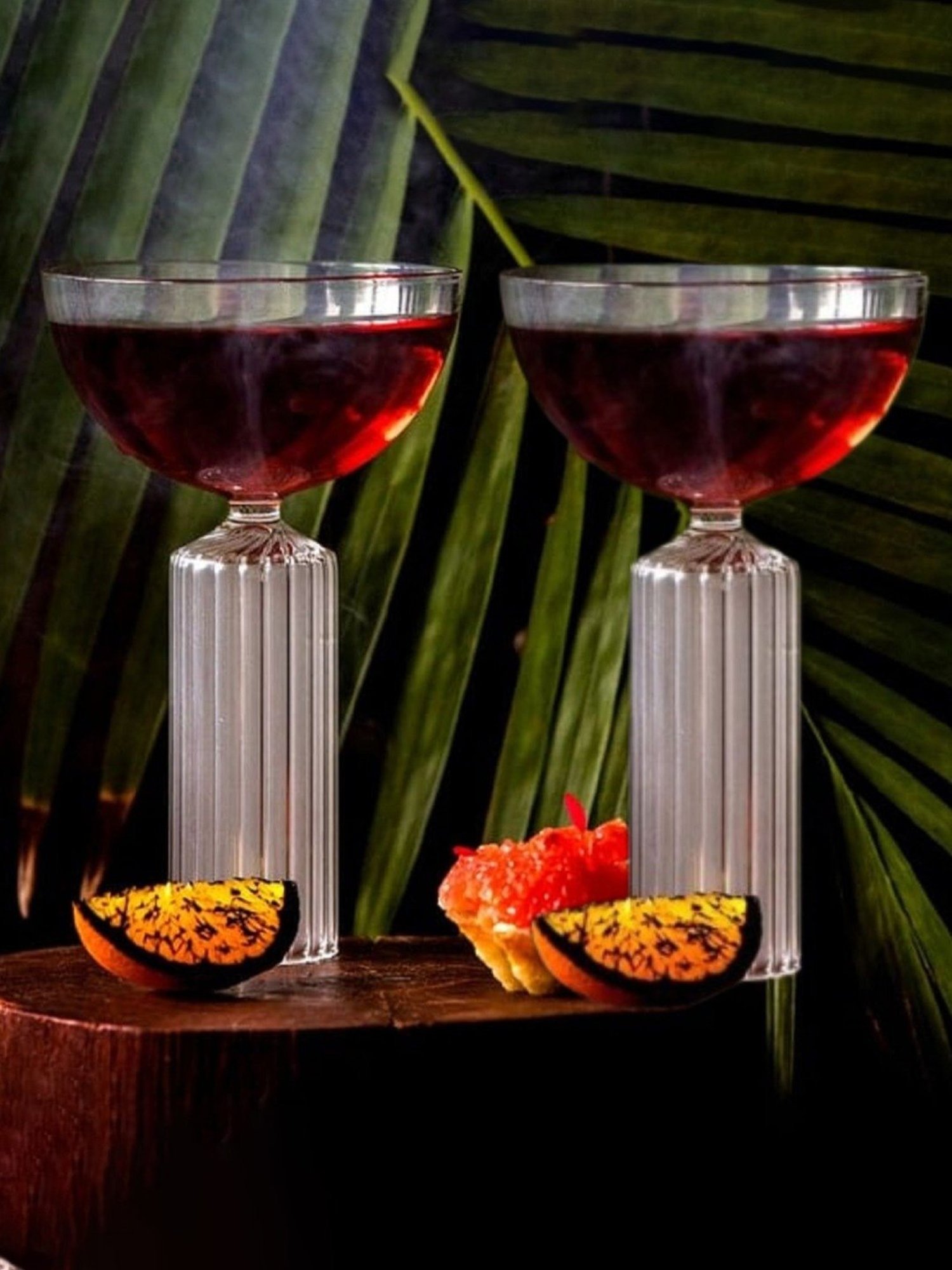 Melbify Ribbed Stem Coupe Fancy Transparent Cocktail Glass 250ml - Set of 2