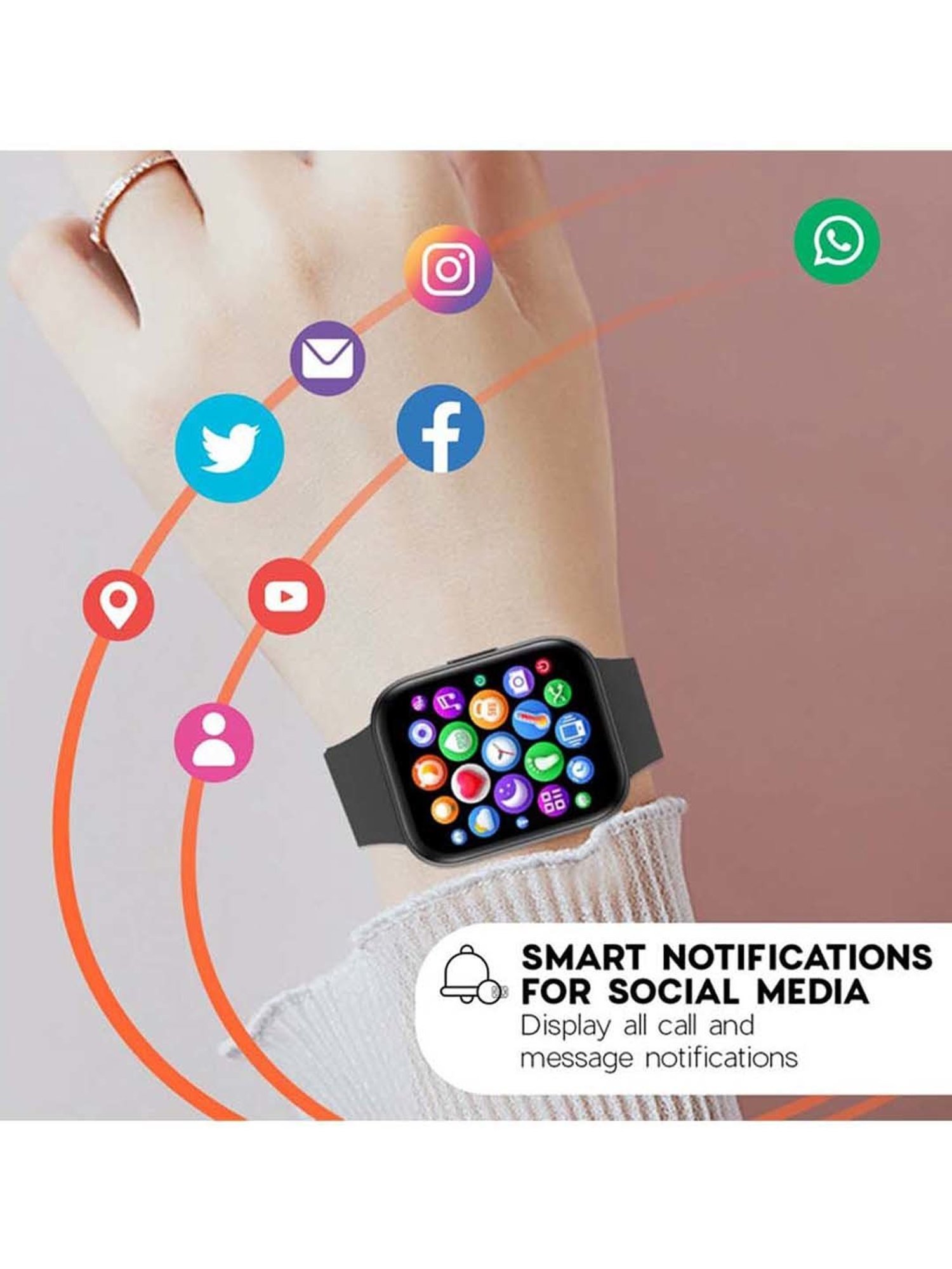 MAXX SX25 Ace Smart Watch with Multiple Sports Mode & Faces (Black)