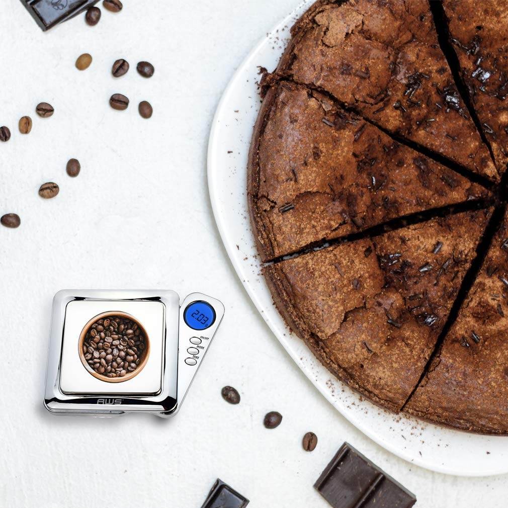 American Weigh Scales Blade Series Digital Precision Pocket Weight Scale with Silicone Mat, Chrome, 100g x 0.01g (BL-100-CH-SE)